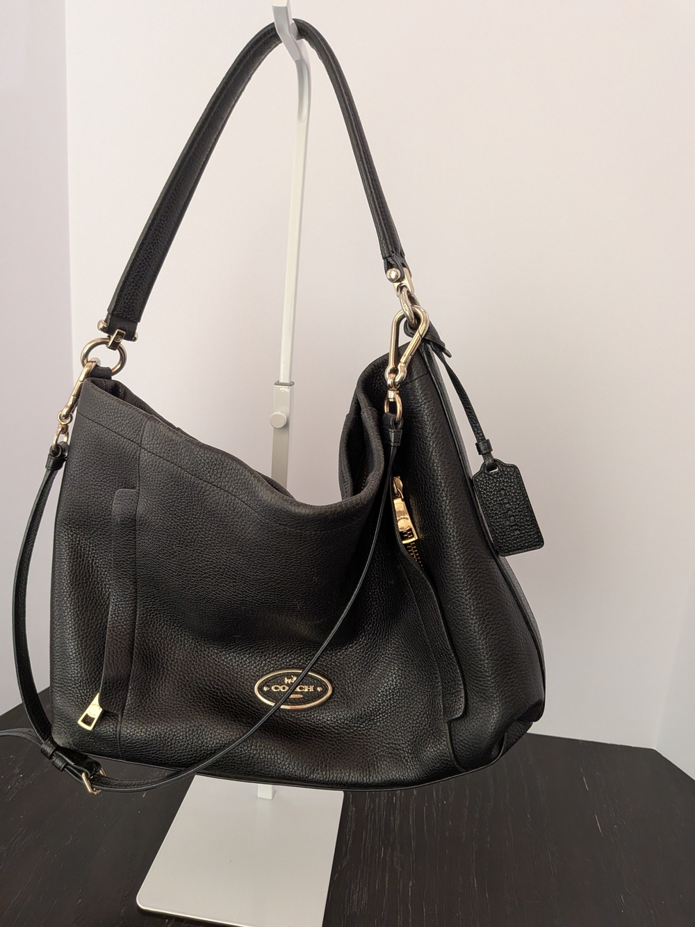 Coach Scout Black Leather Hobo Bag with Gold Hardware